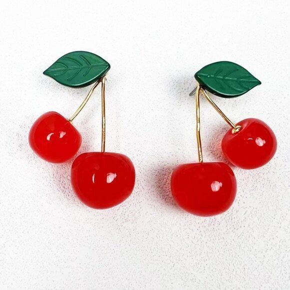 Brand New. $158 Lele Sadoughi Cherry Post Earring - Picture 1 of 7